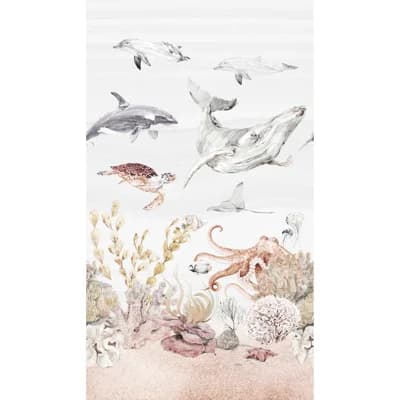 Orom II Collection Underwater Creatures 62.5-inches wide x 9.18-feet high 3-panel Wall Mural — Multi-Colored