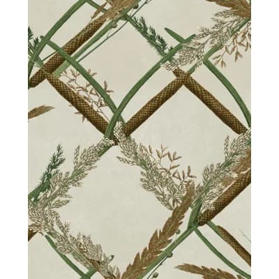 Satin and Matte Wallpaper Roll — Green,Gray,Ivory