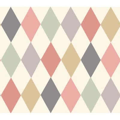 Punchinello Geometric Non-Pasted Wallpaper Roll — Coral,Green