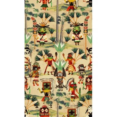 The Curators Cabinet Non-Pasted Satin and Matte Wallpaper Roll — Green,Red,Taupe