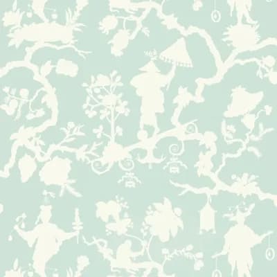 Shantung Silhouette Print Wallpaper — Mineral