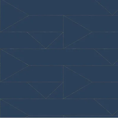 Flagged Geometric Vinyl Non-Pasted Matte Wallpaper Roll by Jamie Graney — Blue Italian,Gold Leaf