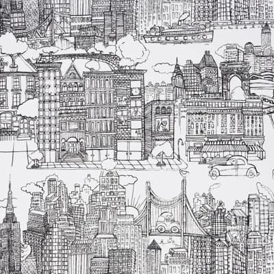 New York New York Wallpaper — Black On White