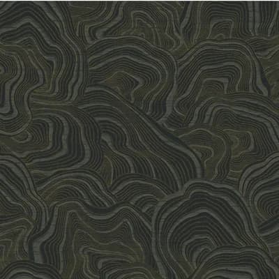Geodes Abstract Non-Pasted Metallic Wallpaper Double Roll — Black