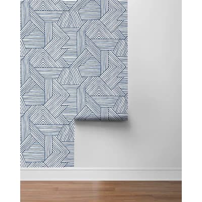 Vinyl Peel & Stick Satin Wallpaper Roll — Navy Blue