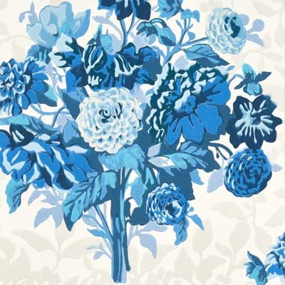 Dahlia Bunch Wallpaper — Lapis