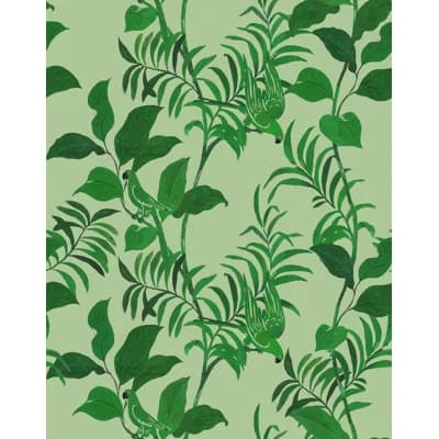 Paule Marrot Floral Non-Pasted Satin Wallpaper Double Roll — Greens