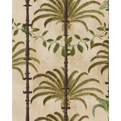Cubana Floral Non-Pasted Matte Wallpaper Roll — Taupe,Green,Brown