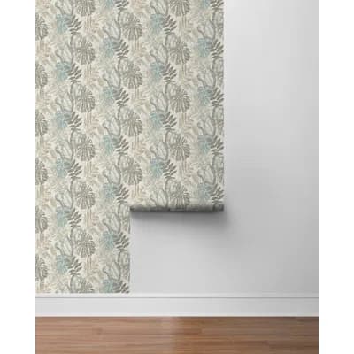 Tommy Bahama Cozumel Tropical 18' L x 20.5" W Peel and Stick Wallpaper Roll — Gray