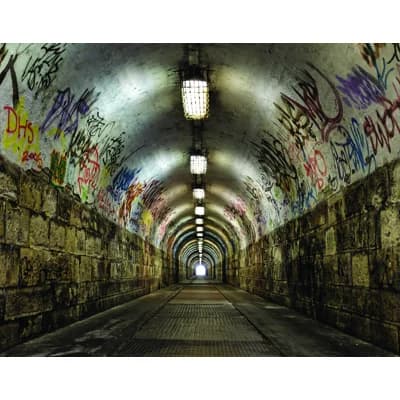 Grunge Tunnel 6-Panel Wall Mural 8.2' H x 125.1" W — Brown