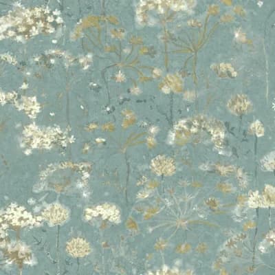 Floral Peel & Stick Matte Wallpaper Roll — Blue,Beige