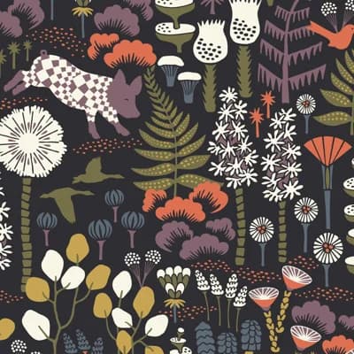 Boråstapeter Hoppmosse Wallpaper — Navy,Green,White
