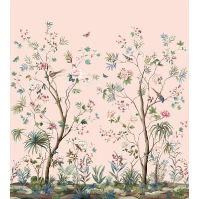 Ashanni Floral Non-Pasted Matte Wall Mural — Blush