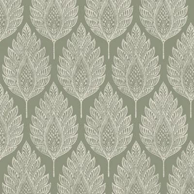Graham & Brown Flame Leaf Sage Wallpaper — Green