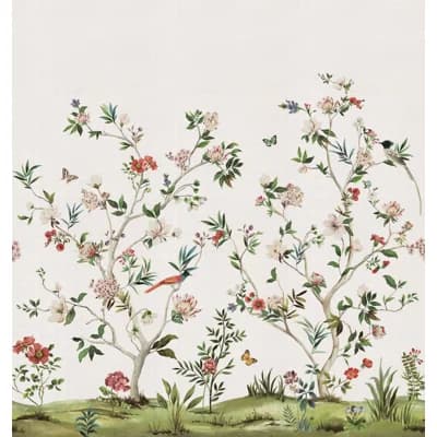 Floral Grass Cloth Non-Pasted Matte Wall Mural — Silver
