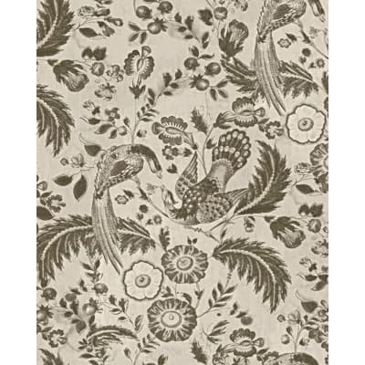 Tyrol Apres-Ski Floral Non-Pasted Satin and Matte Wallpaper Roll — Taupe,Brown