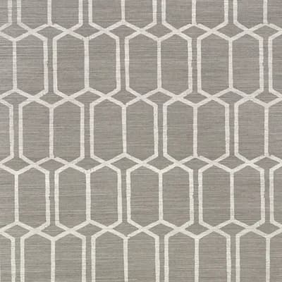 Modern Trellis Hemp Shimmer Wallpaper — Charcoal