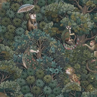 Graham & Brown Treetop Troop Emerald Wallpaper — Green