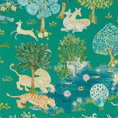 Pamir Garden Wallpaper — Teal,Peacock