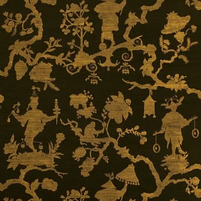 Shantung Silhouette Sisal Wallpaper — Gold On Jet