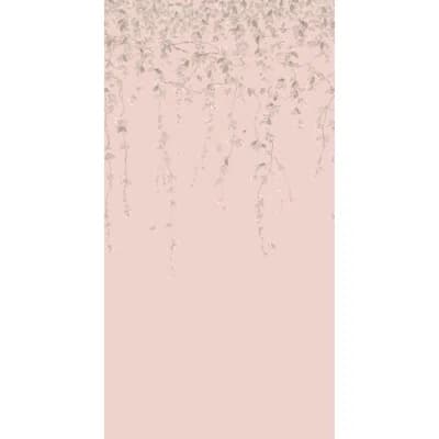 Hummingbirds Flora Floral Matte Wall Mural — Pink,Gray