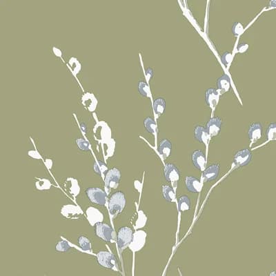 Laura Ashley Pussy Willow Moss Green Removable Wallpaper — Moss Green