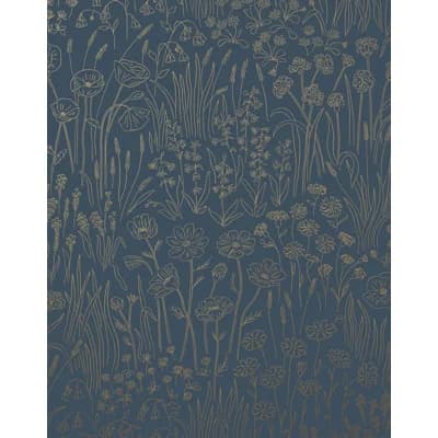 Alpine Garden Tonal Wallpaper | Midnight / Peel and stick / P&S Roll - 27" x 18' — Midnight