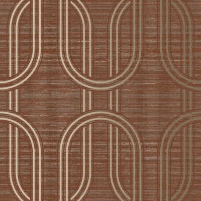 Geometric Non-Pasted Metallic Wallpaper Double Roll — Ruby
