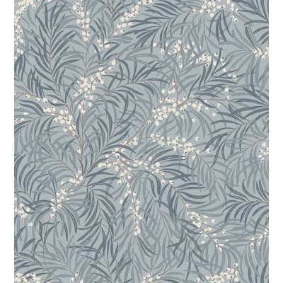 Idun Floral Matte Wallpaper Roll — Misty Blue