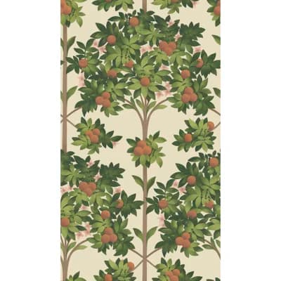 Floral Non-Pasted Matte Wallpaper Roll — Orange,Spring Green