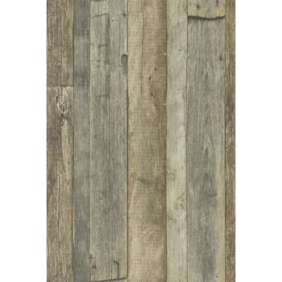 Woods and Wicker Collection Reclaimed Wood Effect Wallpaper Roll — Beige