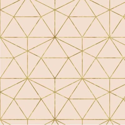 Graphic Quartz Geometric Vinyl Non-Pasted Matte Wallpaper Roll by Jamie Graney — Rose,Metallic Gold