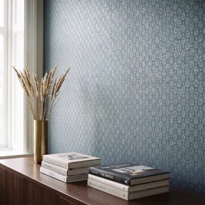 Metallic FX 2 Collection Metallic Diamond Damask Wallpaper Roll — Blue