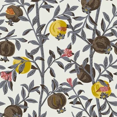Boråstapeter Granatapple Wallpaper — White,Gray,Yellow
