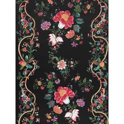 The MET x The House of Scalamandre Camellia Trellis Wallcovering — Onyx Ruby