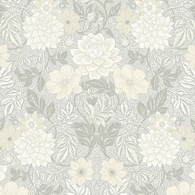 Boråstapeter Dahlia Garden Wallpaper — Silver,Beige,Gray