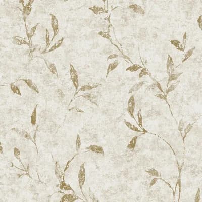 Elegance Collection Leaf Impression Metallic Finish Wallpaper Roll — Gold
