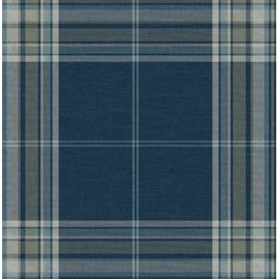 Westley Black Plaid Wallpaper — Blue