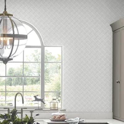 Laura Ashley Mr. Jones Paintable Wallpaper Roll — White