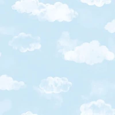 Tiny Tots 2 Billowing Clouds Design 33' L x 21" W Wallpaper Roll — Sky Blue