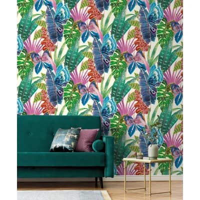 Floral Vinyl Peel & Stick Wallpaper Roll — White