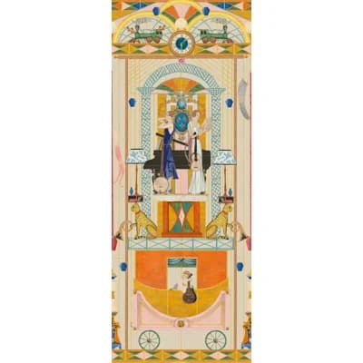 ORIENT EXPRESS Wallpaper Roll — TAUPE,YELLOW,ORANGE,PINK,INDIGO