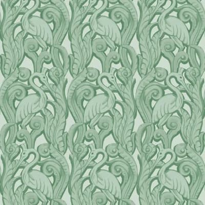 Deco Heron - Wallpaper — Seafoam