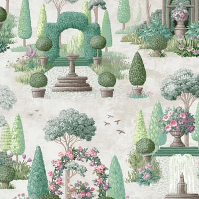 Secret Garden Floral and Toile Matte Wallpaper Double Roll — Fern
