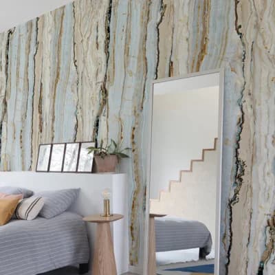 Orom II Collection Abstract 62.5-inches wide x 9.18-feet high 3-panel Wall Mural — Beige