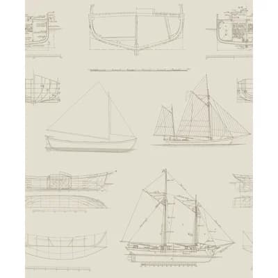 Yacht Club 33' L x 20.5" W Wallpaper Roll — Tan