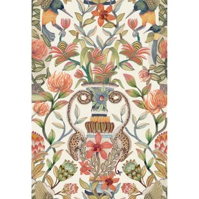 Ardmore-Jabula Protea Garden 33' L x 20.5" W Wallpaper Roll — Olive Green,Tangerine,White