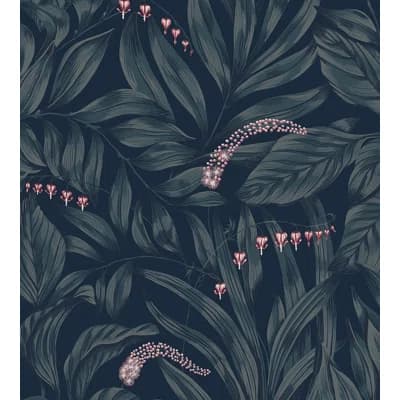 Kolonin Floral Matte Wallpaper Roll by Sandberg — Midnight Blue