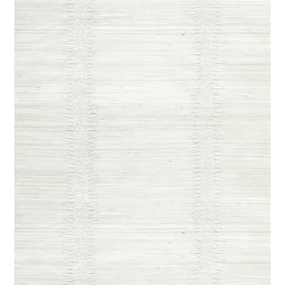 Kingsley Striped Grass Cloth Non-Pasted Matte Wallpaper Roll — Glacier