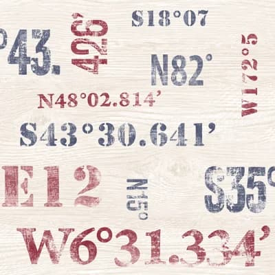 Deauville 2 Nautical Coordinates Wallpaper Roll — Navy Blue,Red,Beige